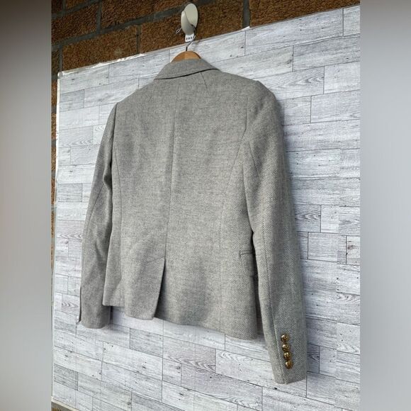 J. Crew School Boy Womens Notch Lapel Wool Herringbone Gray Blazer size 0 - Picture 15 of 16
